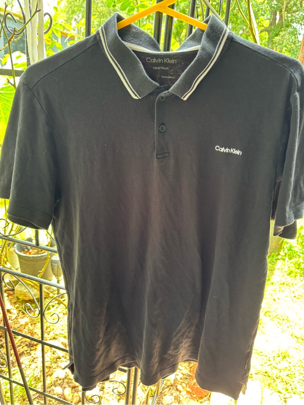 Calvin Klein Black Polo with Contrast Collar Trim